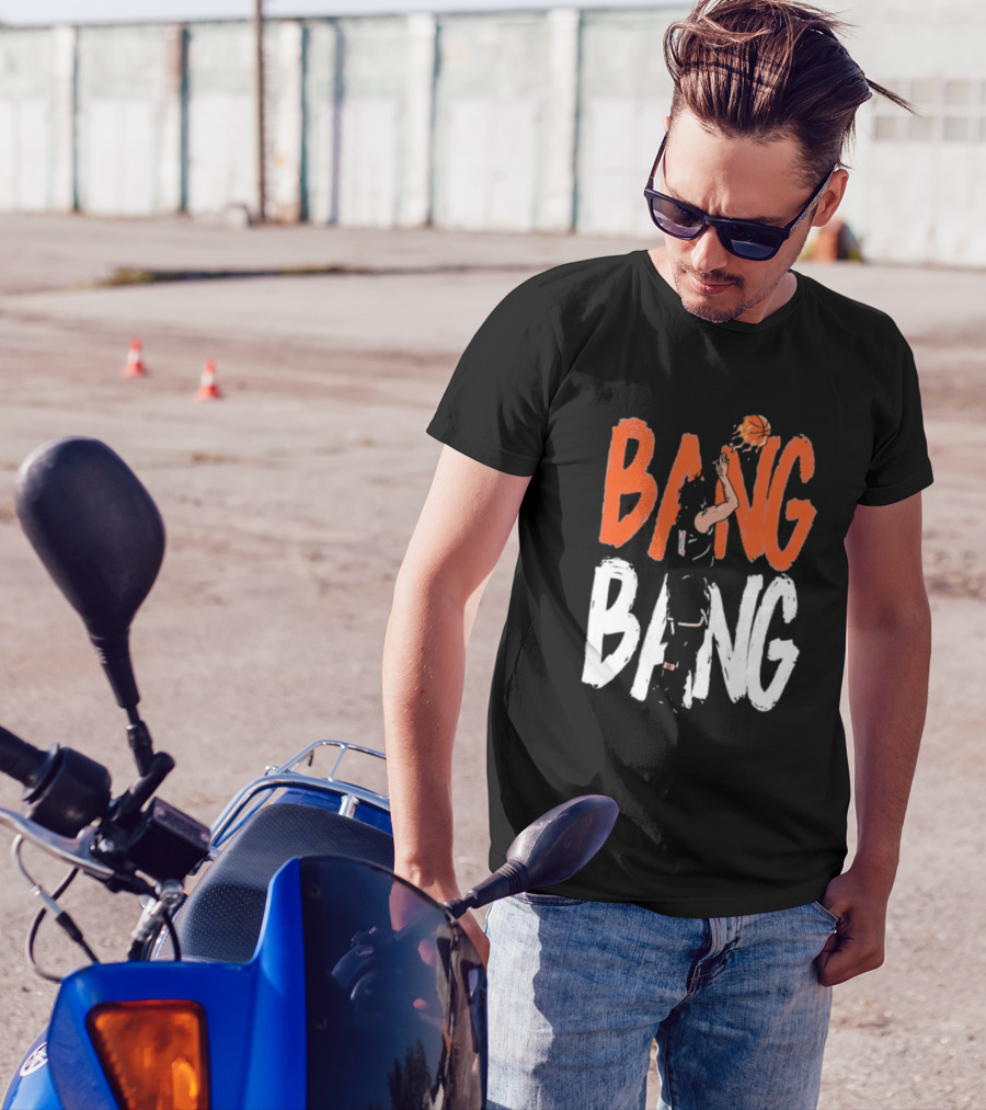 Jalen Brunson Basketball Bang Bang Orange White Combination T-Shirt