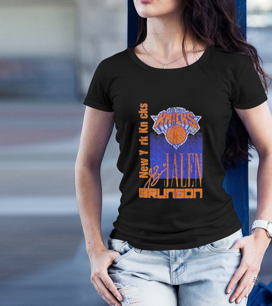 New York Knicks Jalen Brunson NBA Player Signature T-Shirt