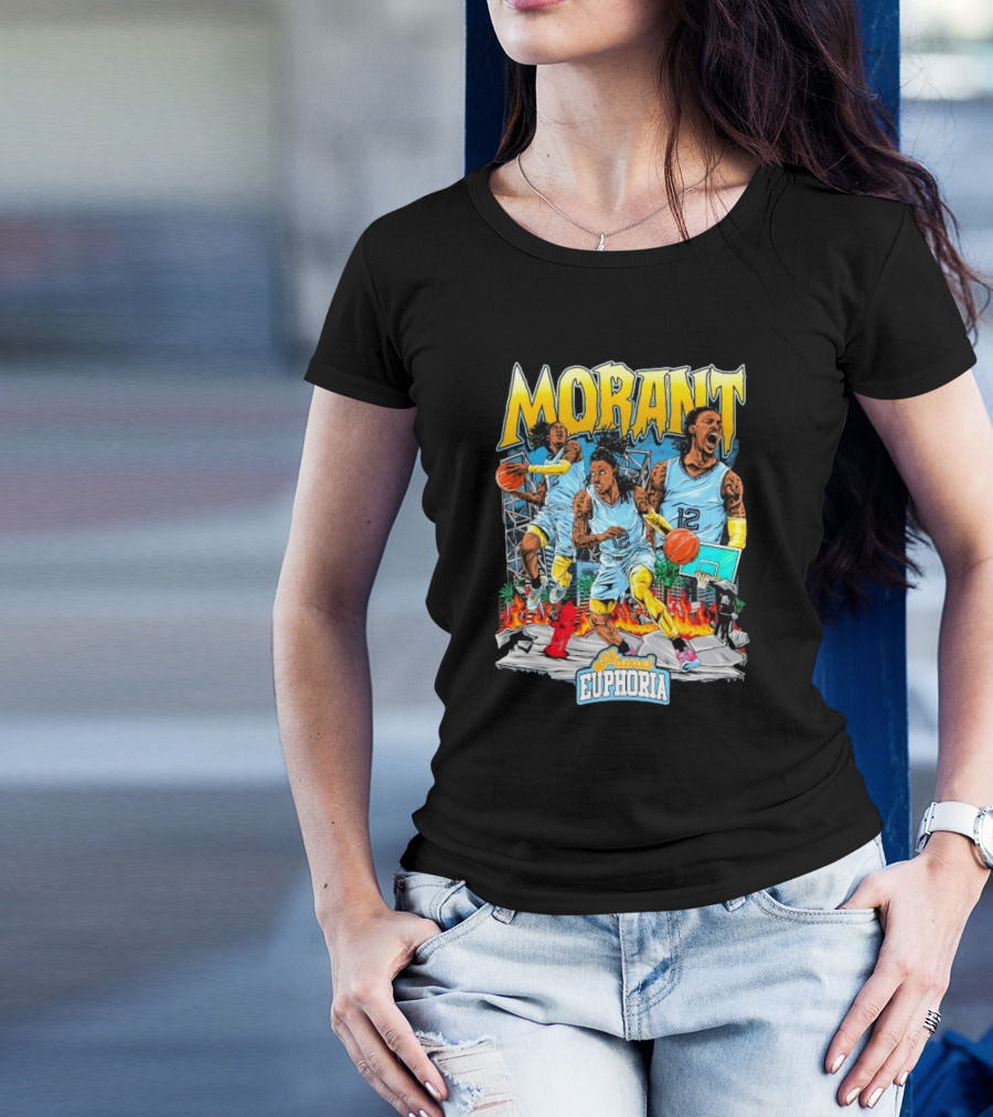 Morant Planet Euphoria Basketball Action Scene T-Shirt