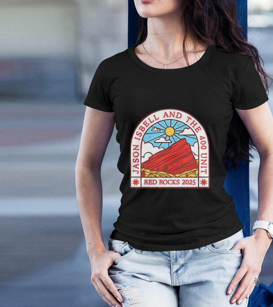 Jason Isbell And The 400 Unit Red Rocks 2025 Sun And Mountains T-Shirt