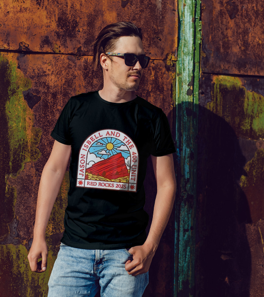 Jason Isbell And The 400 Unit Red Rocks 2025 Sun And Mountains T-Shirt