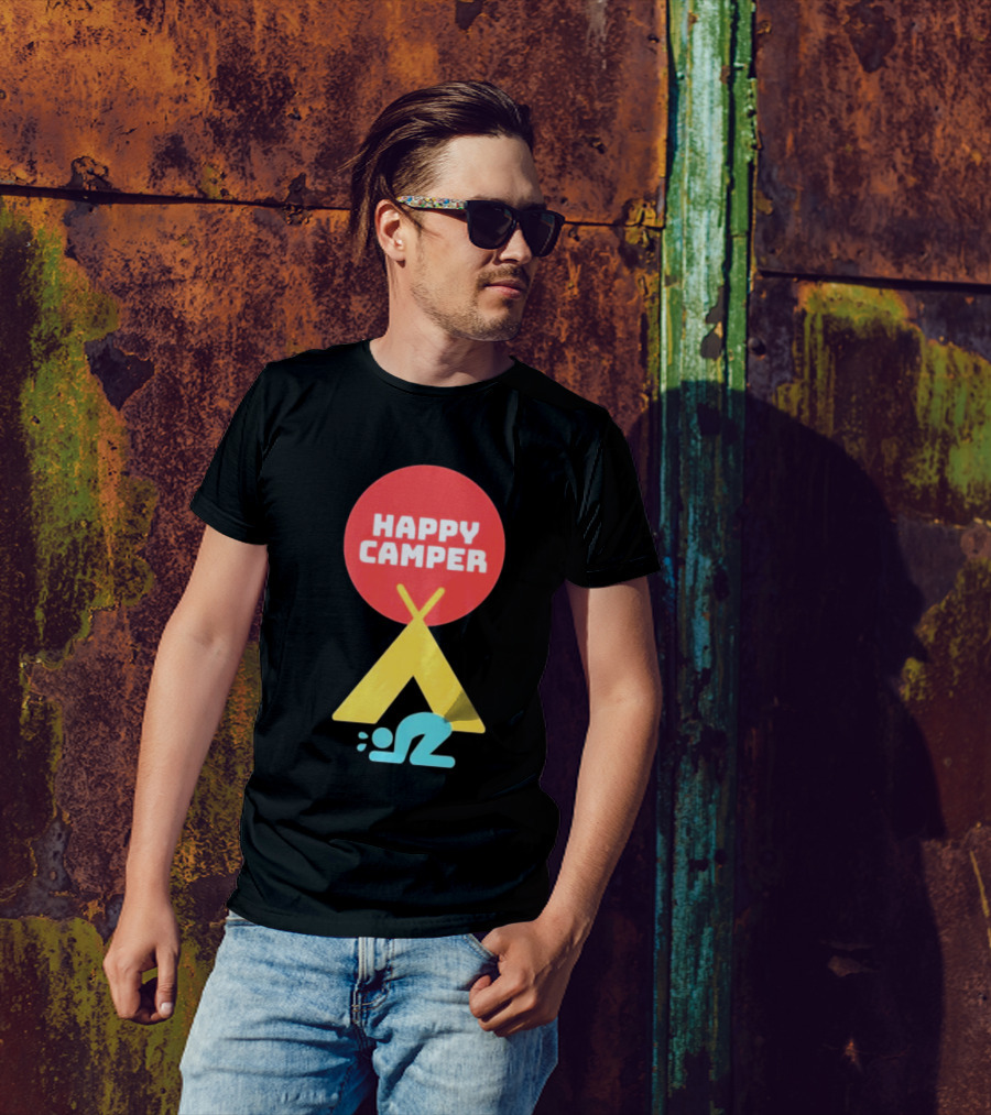 Jim Gaffigan Happy Camper Tent Emoji T-Shirt
