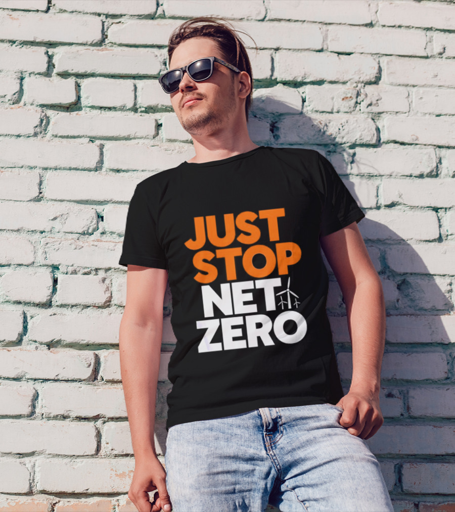 Just Stop Net Zero Wind Turbine Icon T-Shirt