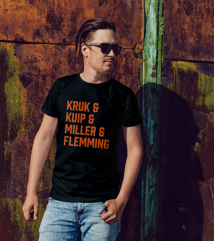 Kruk Kuip Miller Flemming Baseball Broadcasters Orange Text T-Shirt