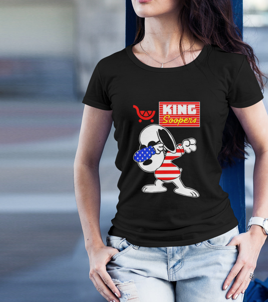 King Soopers Snoopy Dabbing USA Flag Style T-Shirt