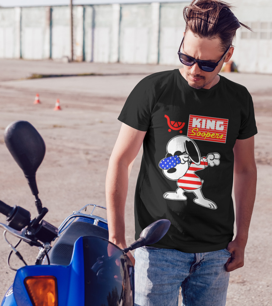 King Soopers Snoopy Dabbing USA Flag Style T-Shirt
