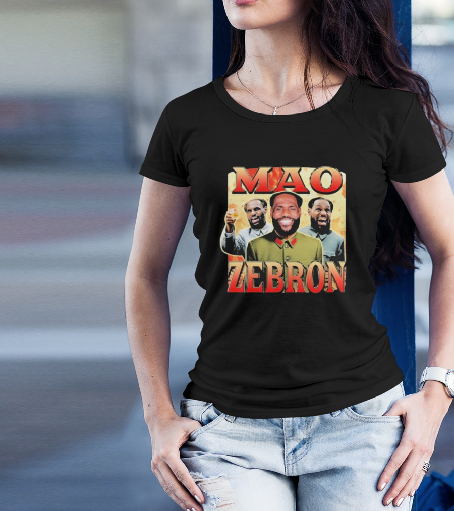 Mao Zebron Lebron James Fusion In Vintage Propaganda Style T-Shirt