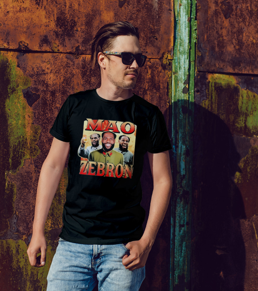 Mao Zebron Lebron James Fusion In Vintage Propaganda Style T-Shirt
