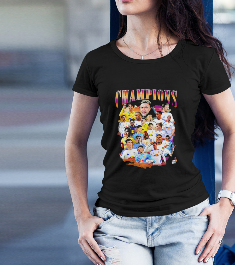 Leeds United FC Champions 2025 Players Montage T-Shirt