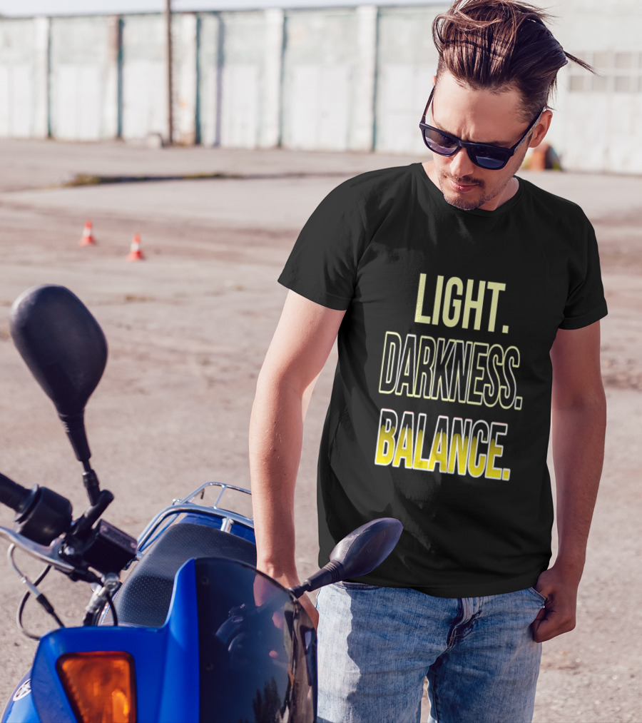 Light Darkness Balance Text In Yellow And Black Typography T-Shirt