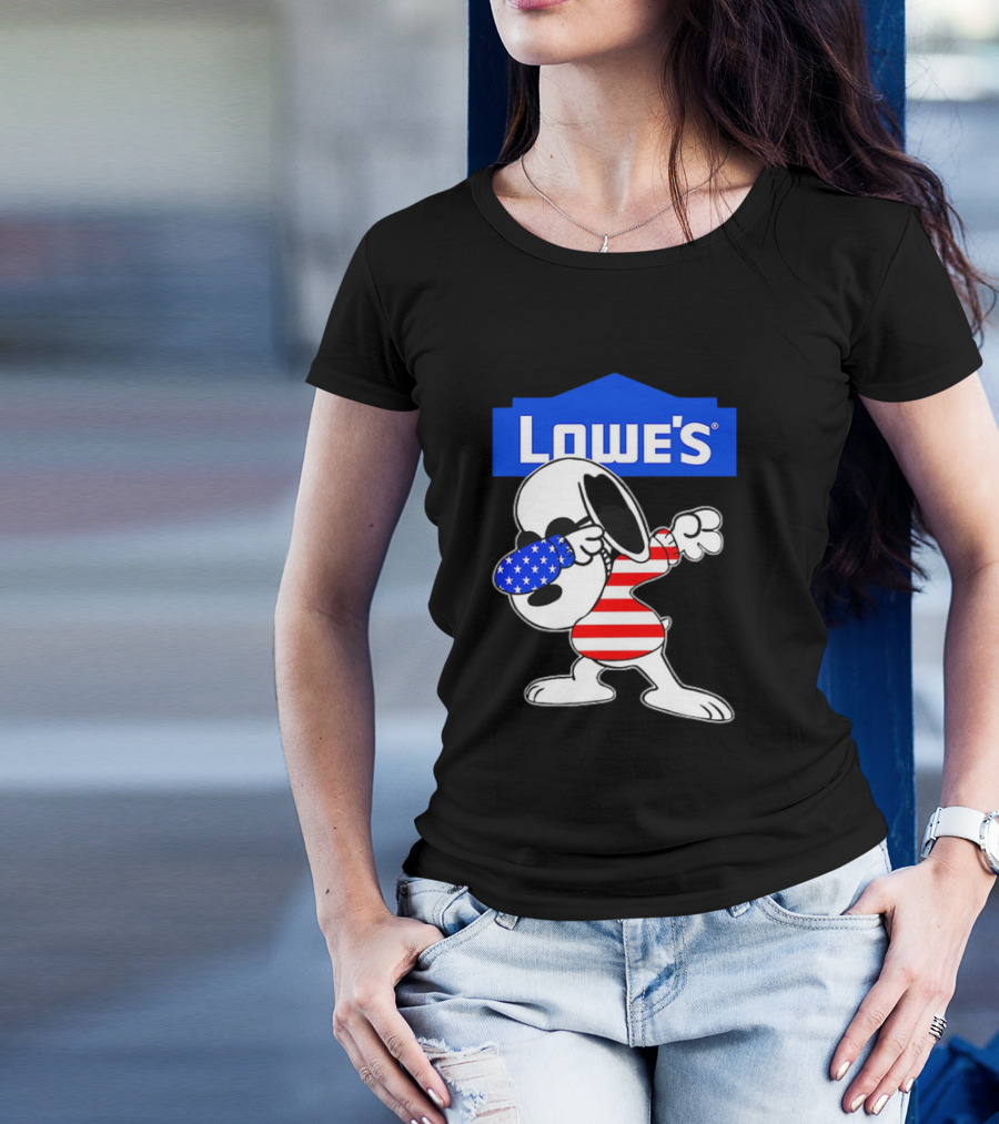 Lowe's Snoopy Dabbing American Flag Stripes T-Shirt