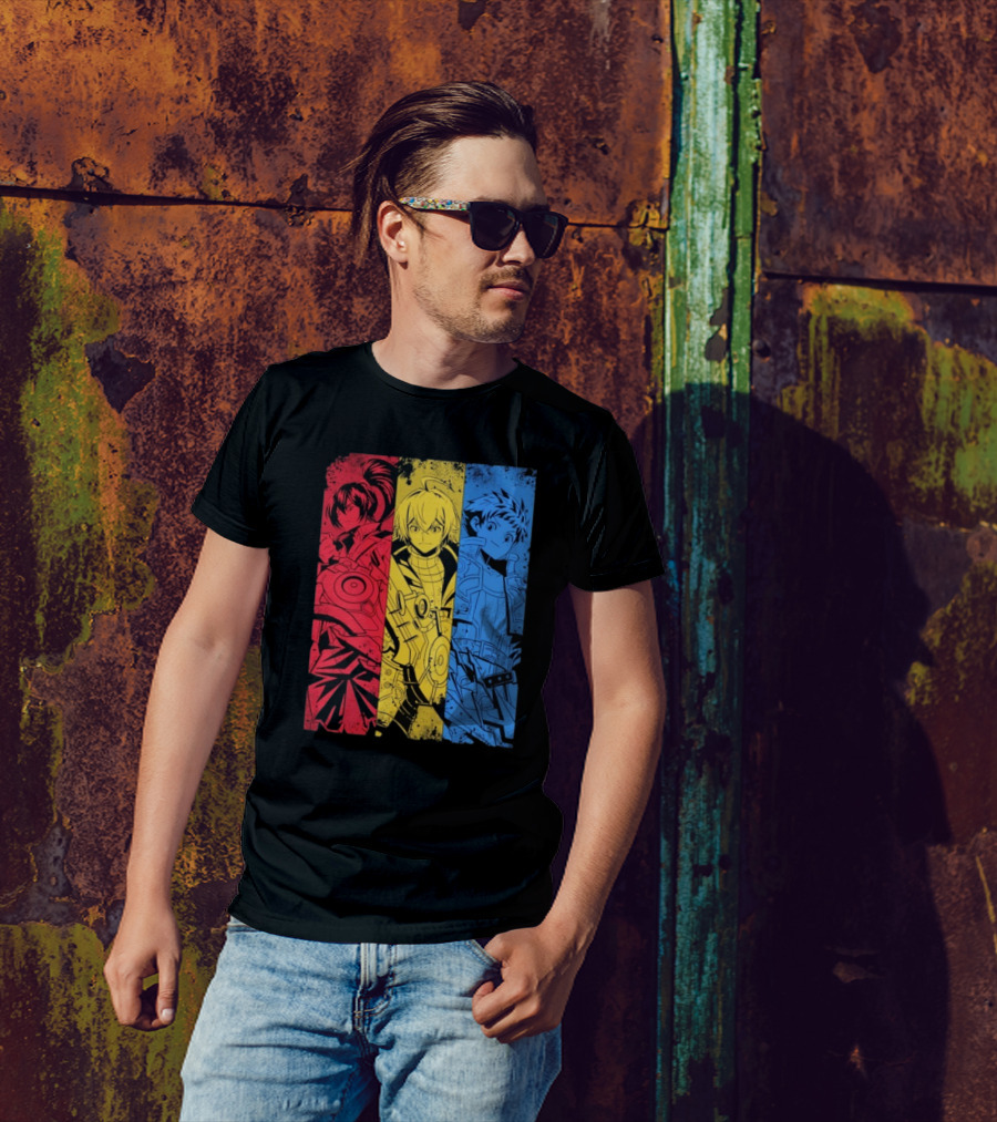 Main Characters Manga Sci-Fi Cybernetics Concept Art T-Shirt