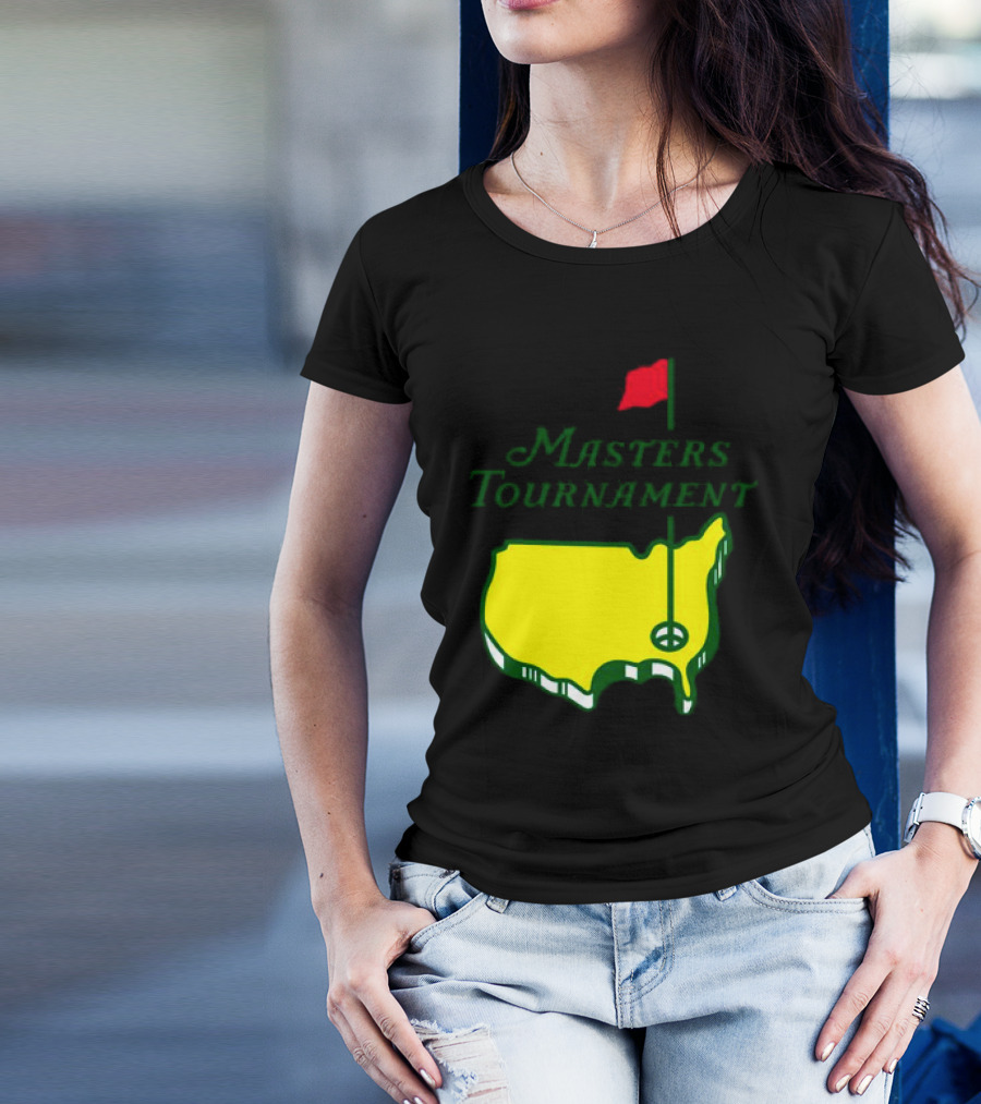 Masters Tournament Yellow Map With Red Flag T-Shirt