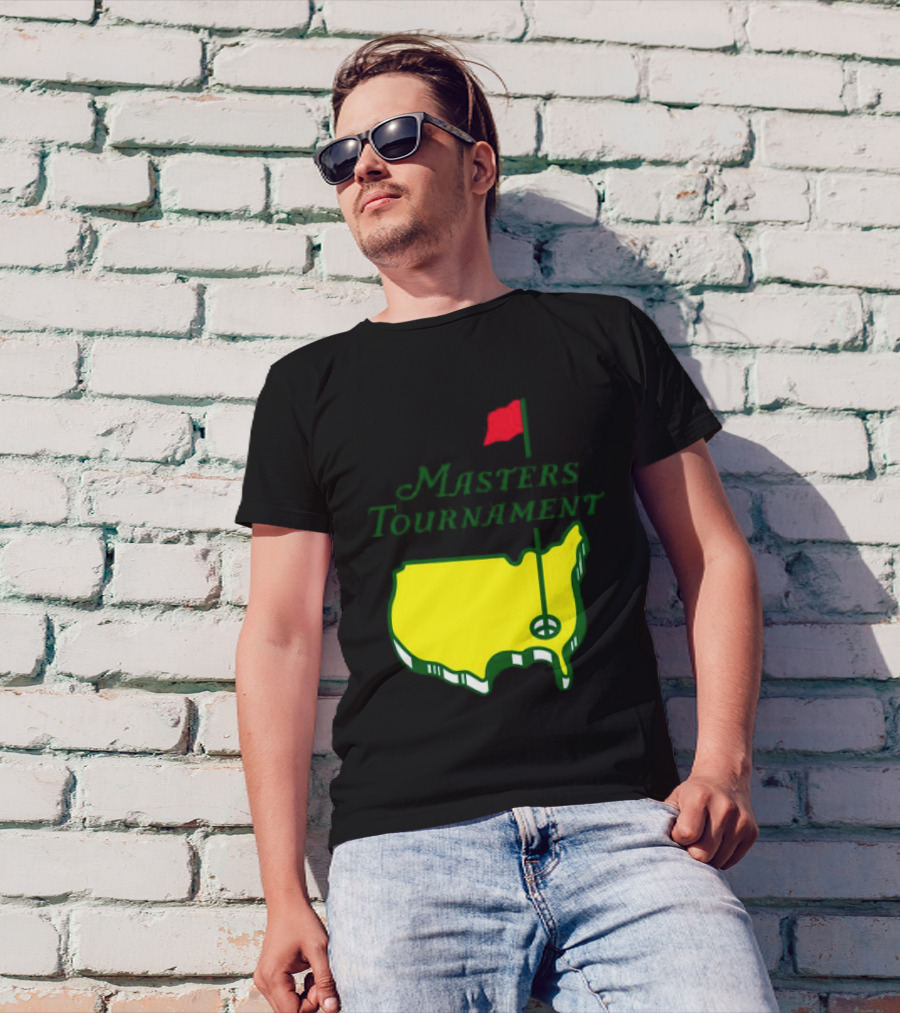 Masters Tournament Yellow Map With Red Flag T-Shirt