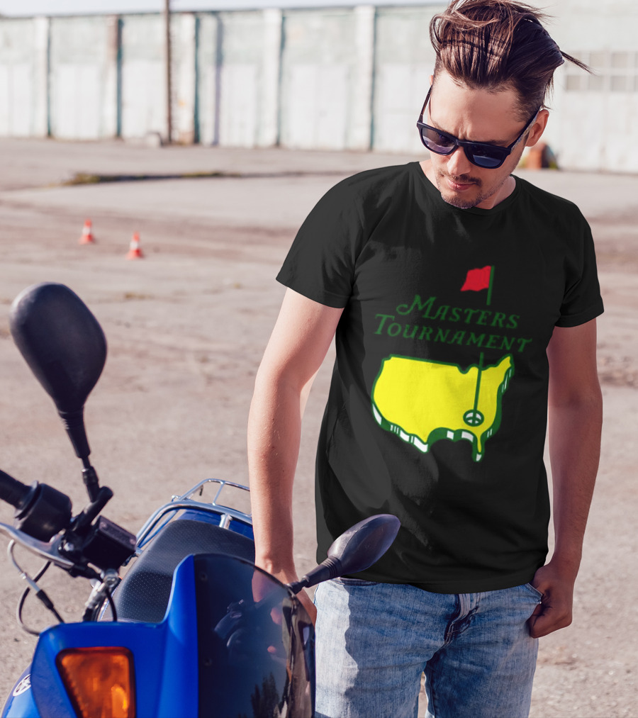 Masters Tournament Yellow Map With Red Flag T-Shirt
