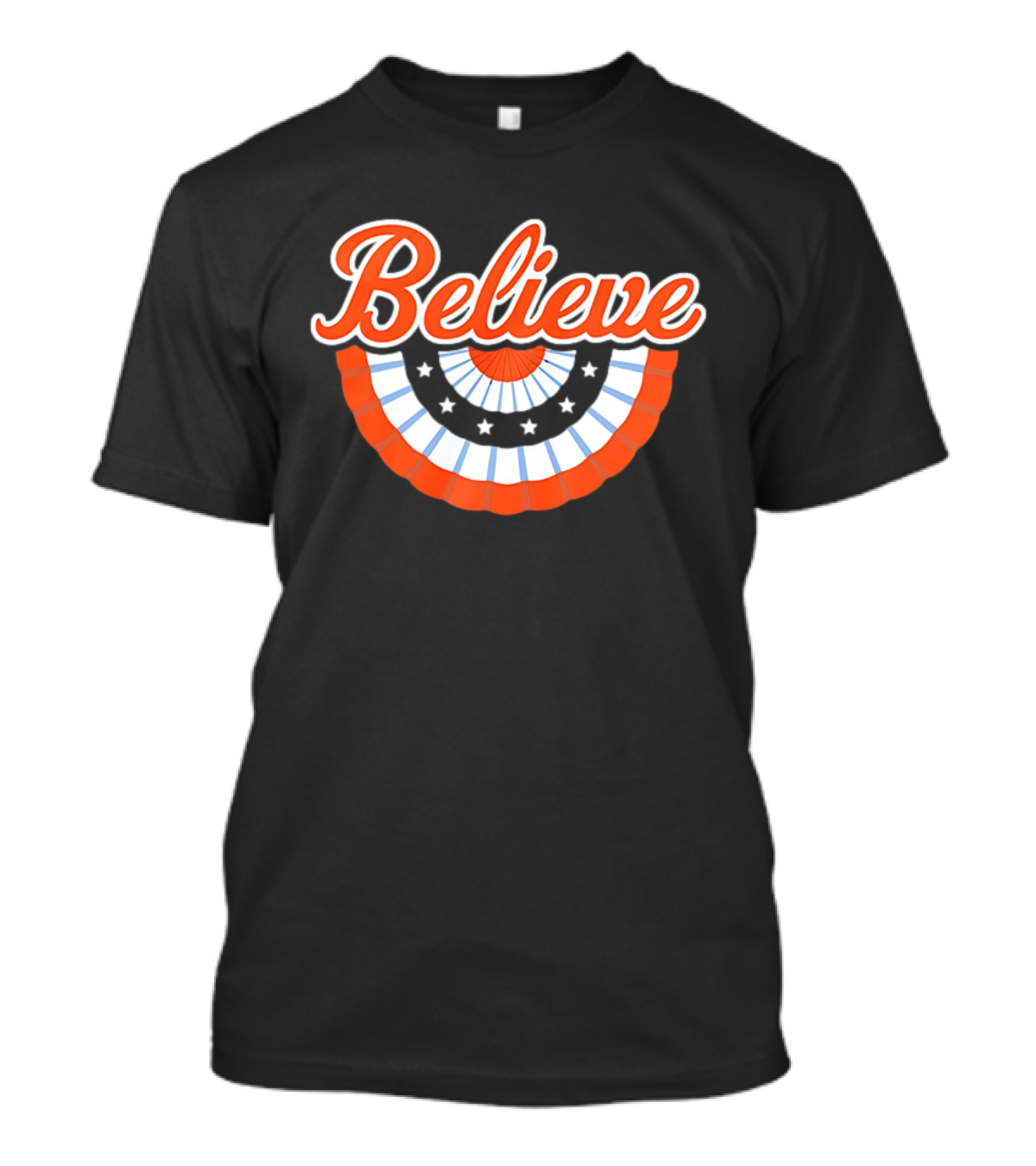 New York Mets Baseball Believe Stars With Patriotic Bunting T-Shirt