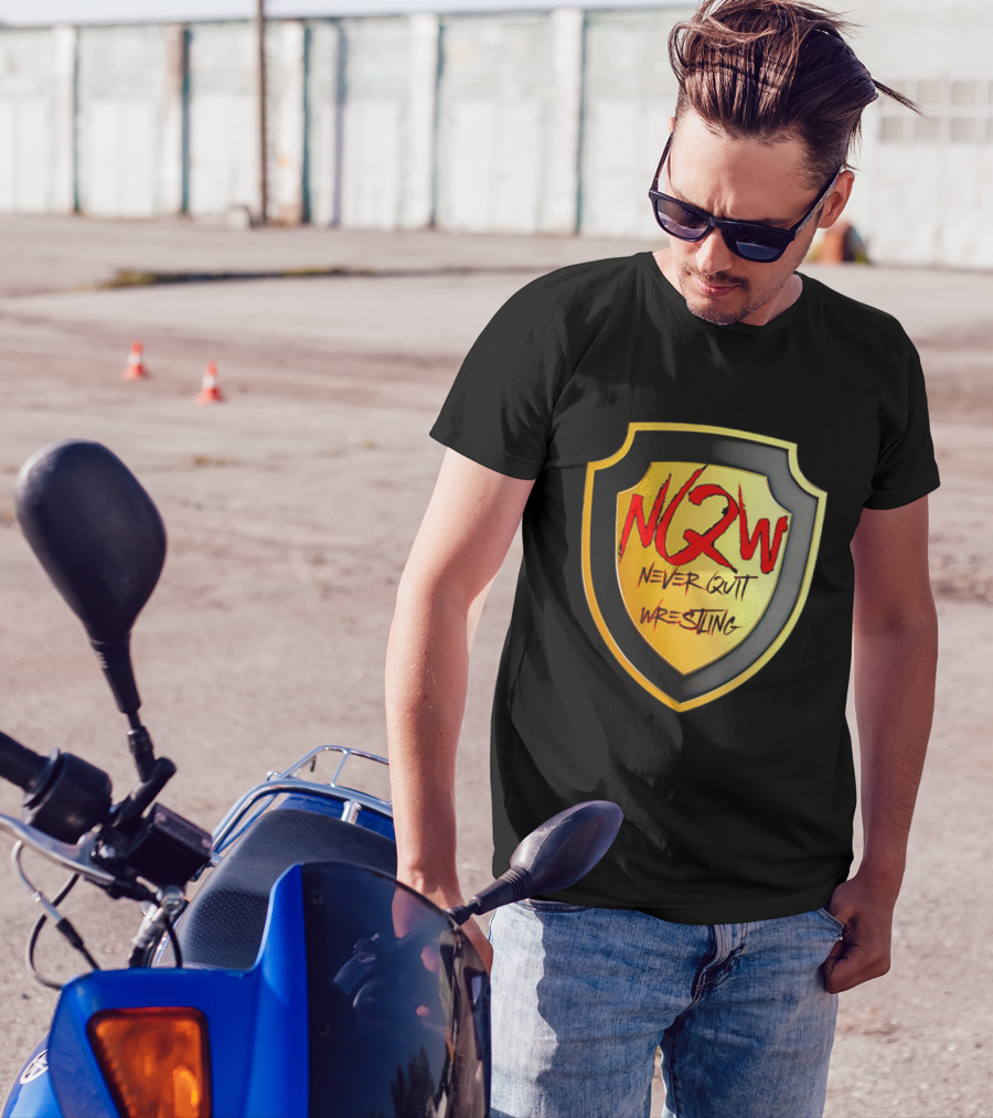NQW Never Quit Wrestling Shield Badge T-Shirt