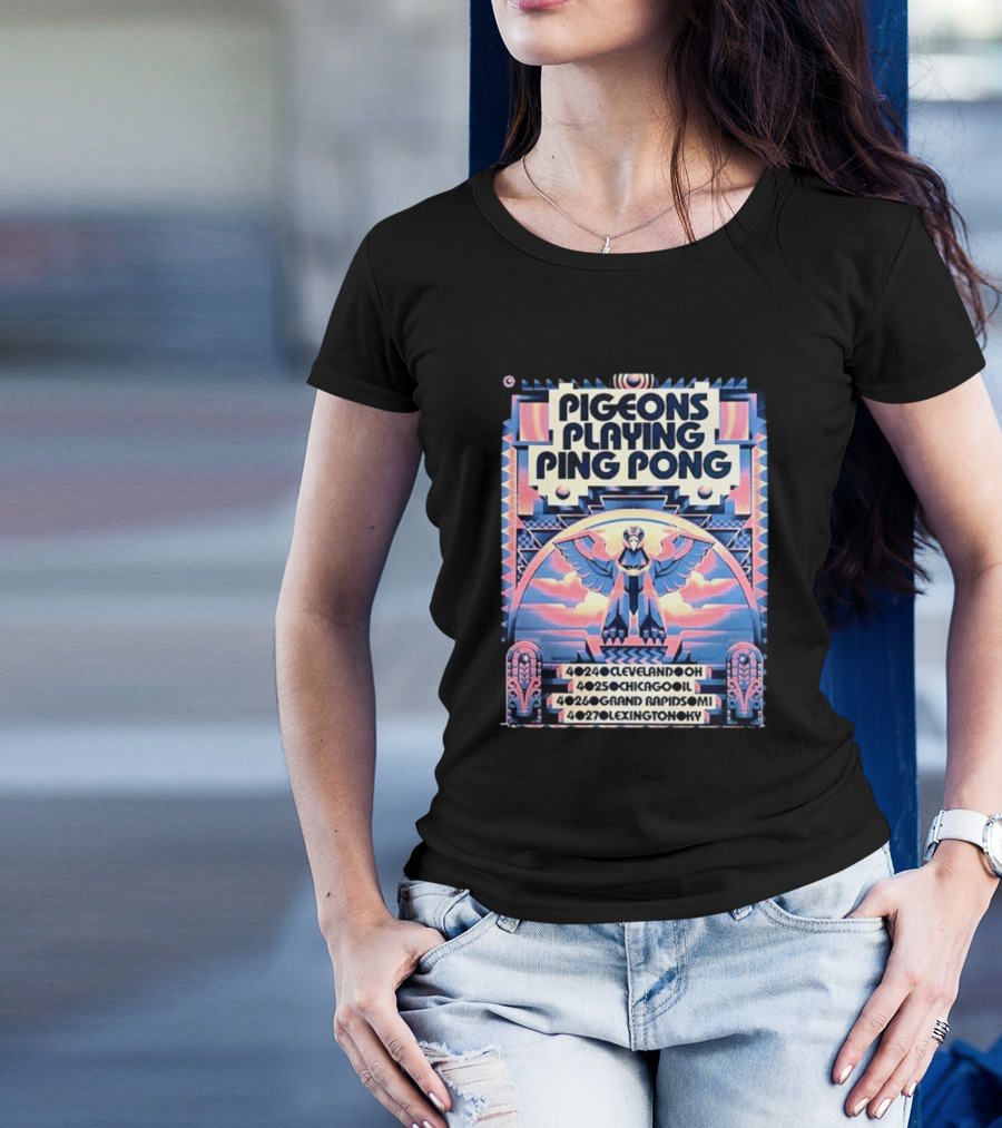 Pigeons Playing Ping Pong Midwest Tour 2025 Cleveland Chicago Grand Rapids Lexington T-Shirt