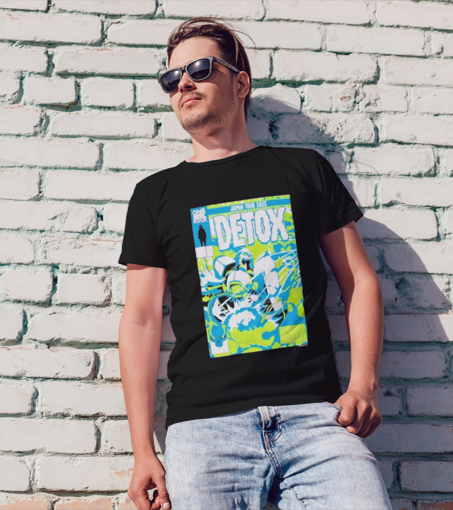 One Ok Rock Detox Japan Tour 2025 プルオーバーパーカー Blue And Green Robot Motif Comic Style T-Shirt