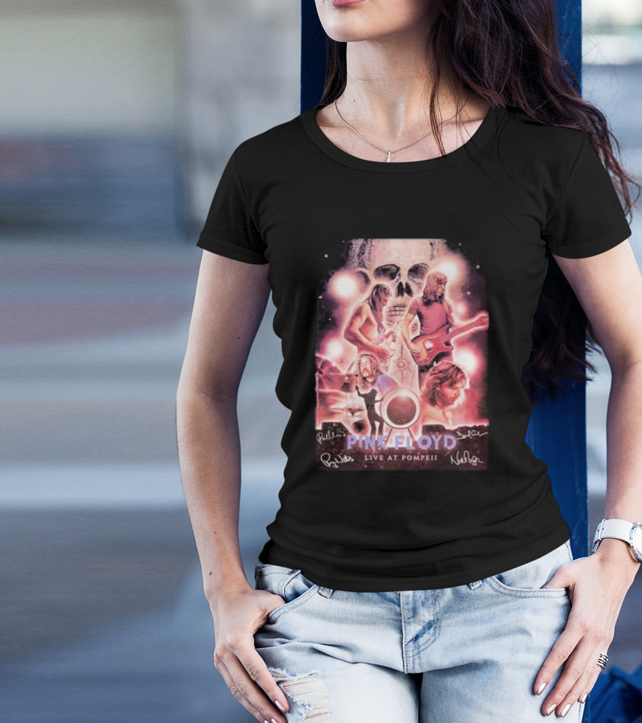 Pink Floyd Live At Pompeii Signatures Skull Guitarist Cosmic 2025 T-Shirt