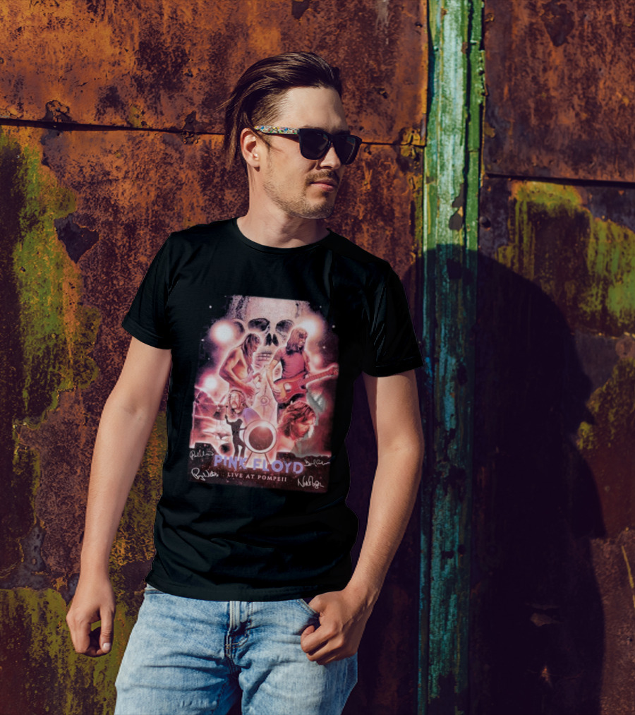 Pink Floyd Live At Pompeii Signatures Skull Guitarist Cosmic 2025 T-Shirt