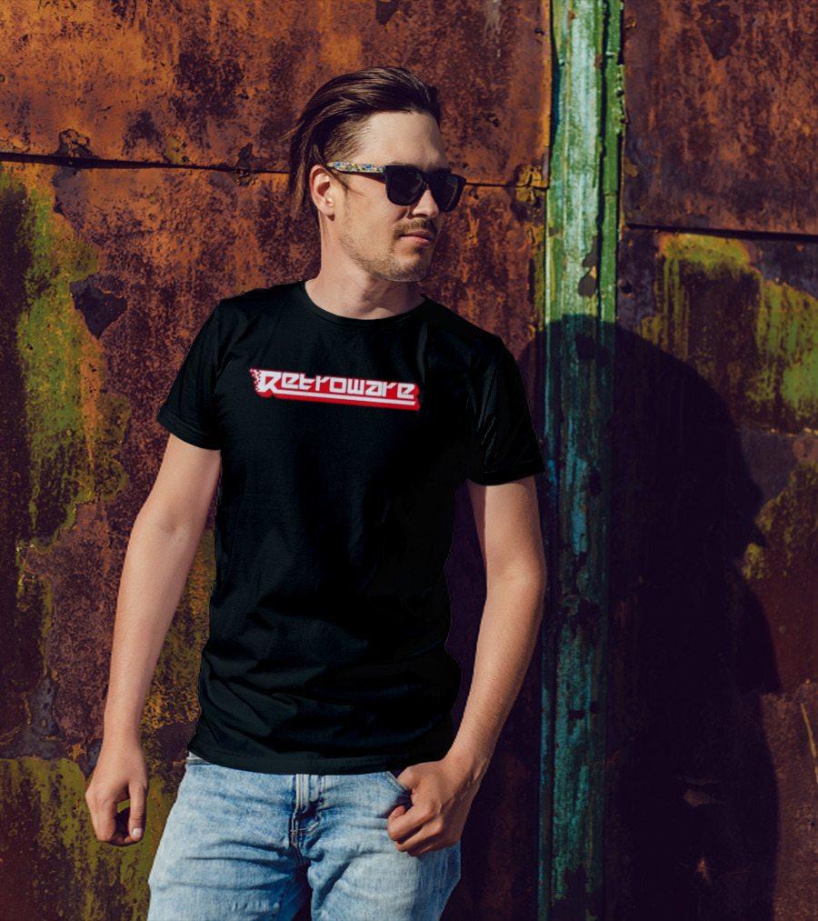 Retroware Pixelated Retro Gaming Style Red Branding T-Shirt