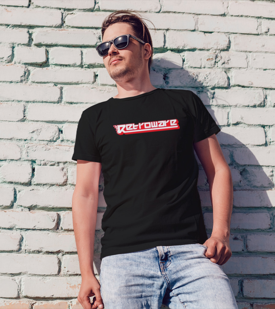 Retroware Pixelated Retro Gaming Style Red Branding T-Shirt
