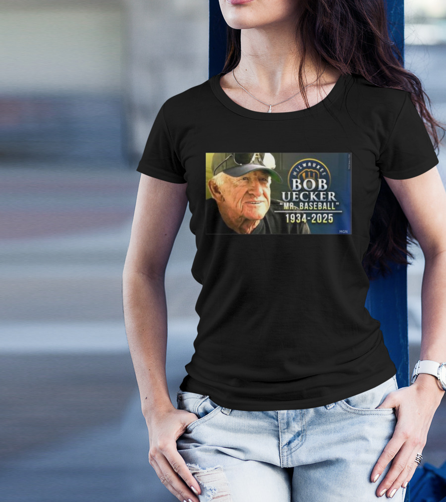 Milwaukee Brewers Bob Uecker Mr. Baseball 1934-2025 Tribute T-Shirt