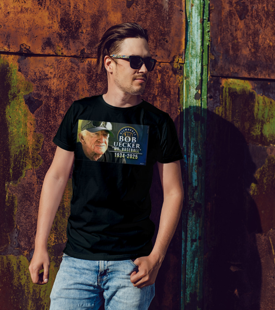 Milwaukee Brewers Bob Uecker Mr. Baseball 1934-2025 Tribute T-Shirt