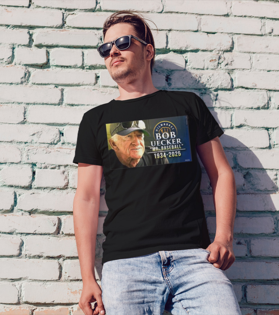 Milwaukee Brewers Bob Uecker Mr. Baseball 1934-2025 Tribute T-Shirt
