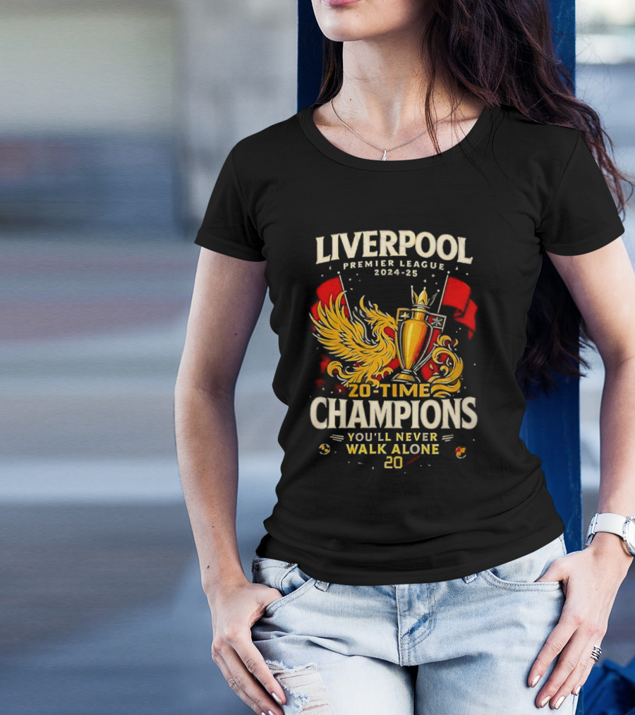 Liverpool Premier League 2024-2025 20-Time Champions You'll Never Walk Alone T-Shirt