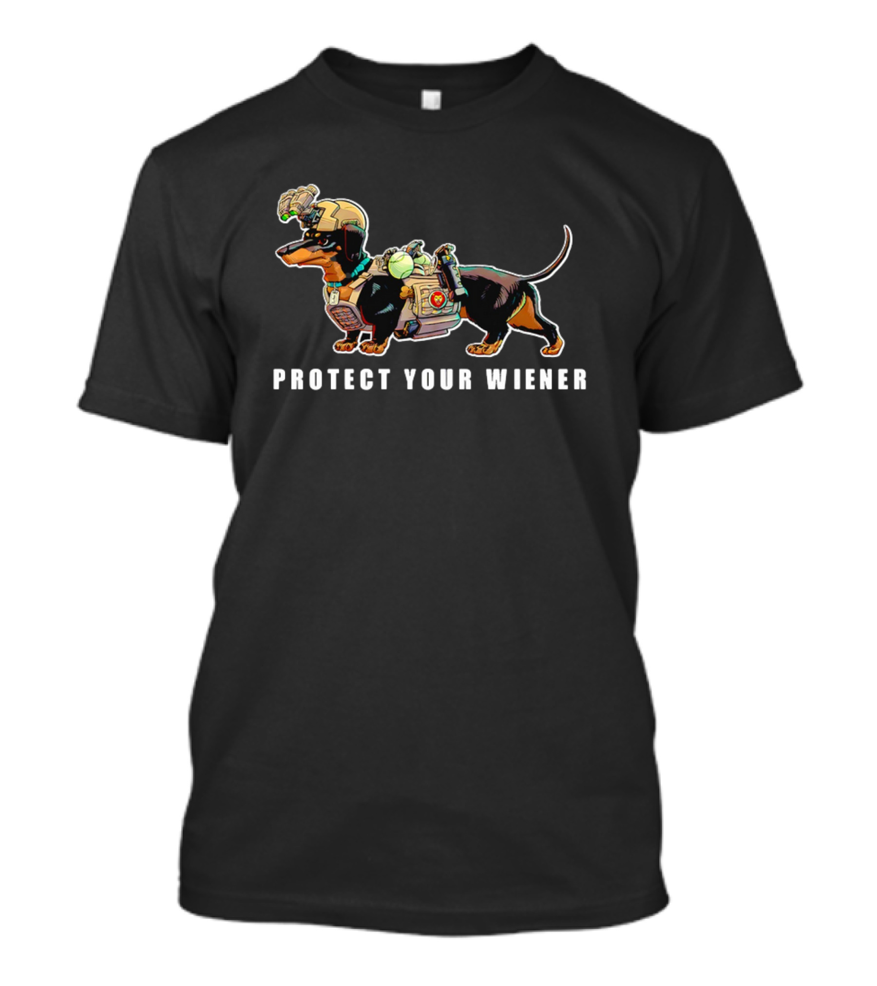 Protect Your Wiener Dachshund Soldier Helmet Tactical Gear T-Shirt