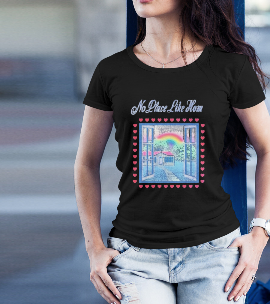 No Place Like Home Tour 2025 Window Heart Rainbow House T-Shirt