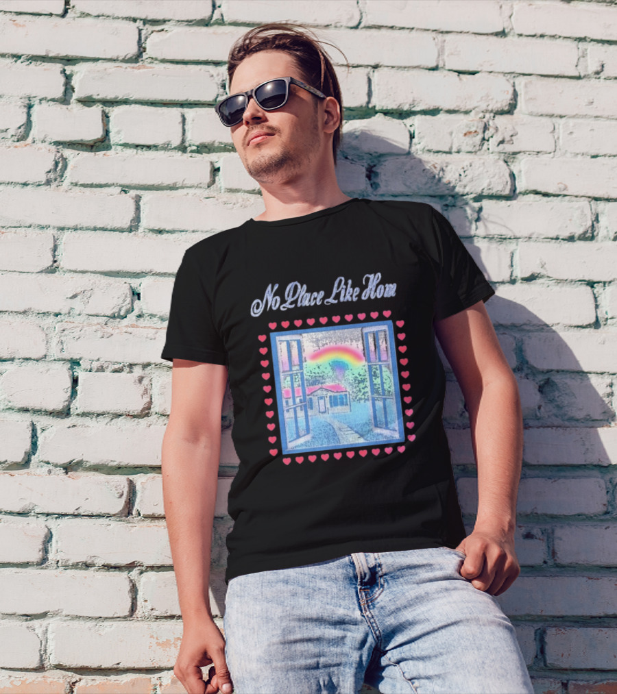 No Place Like Home Tour 2025 Window Heart Rainbow House T-Shirt