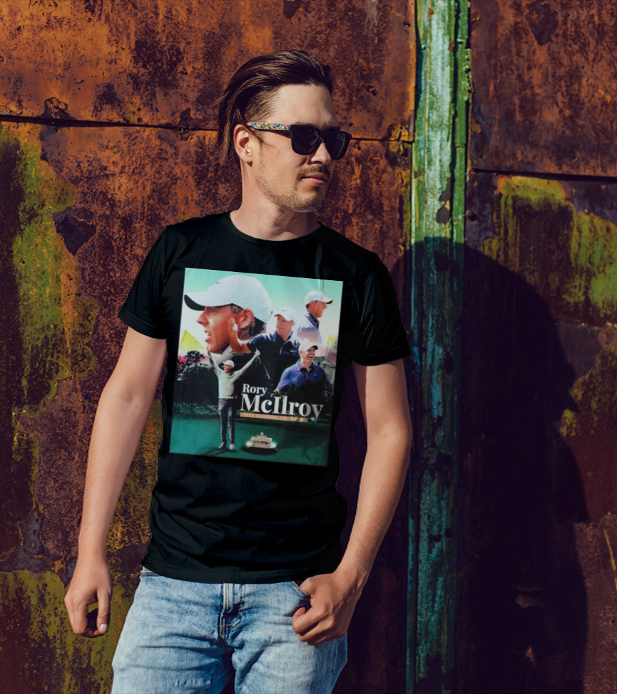 Rory McIlroy 2025 Masters Champion Celebration Golf Montage T-Shirt