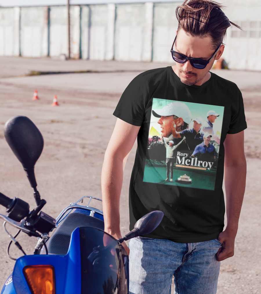 Rory McIlroy 2025 Masters Champion Celebration Golf Montage T-Shirt