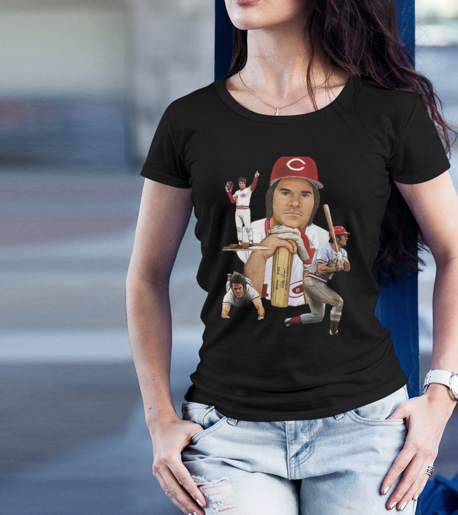 PETE ROSE Cincinnati Reds Baseball Legend 41 24 T-Shirt