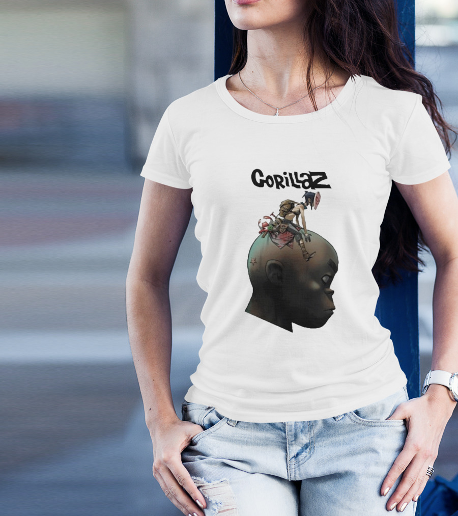 Gorillaz Character Sitting On Head Star Symbol T-Shirt