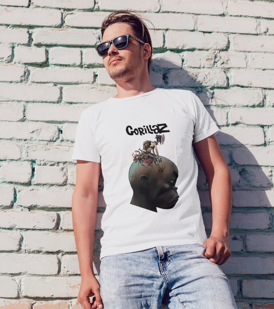 Gorillaz Character Sitting On Head Star Symbol T-Shirt