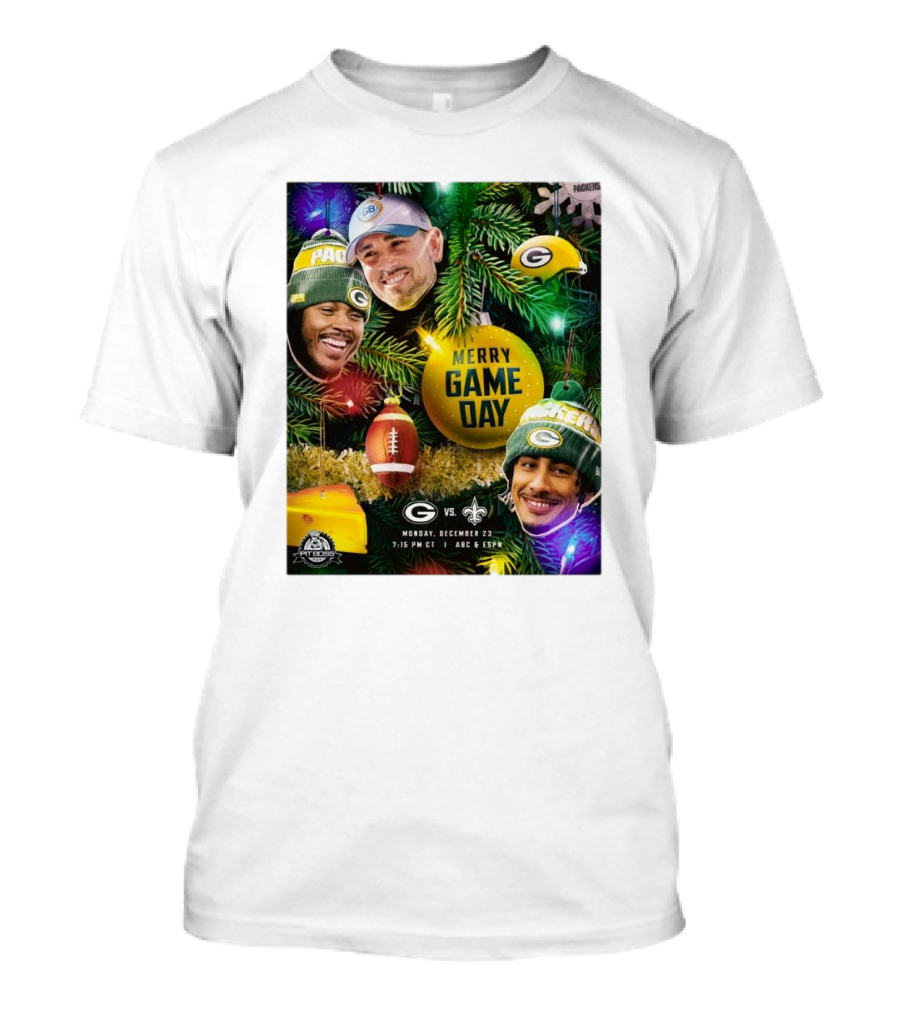 Merry Game Day Green Bay Packers Vs New Orleans Saints Monday December 23 ABC ESPN T-Shirt