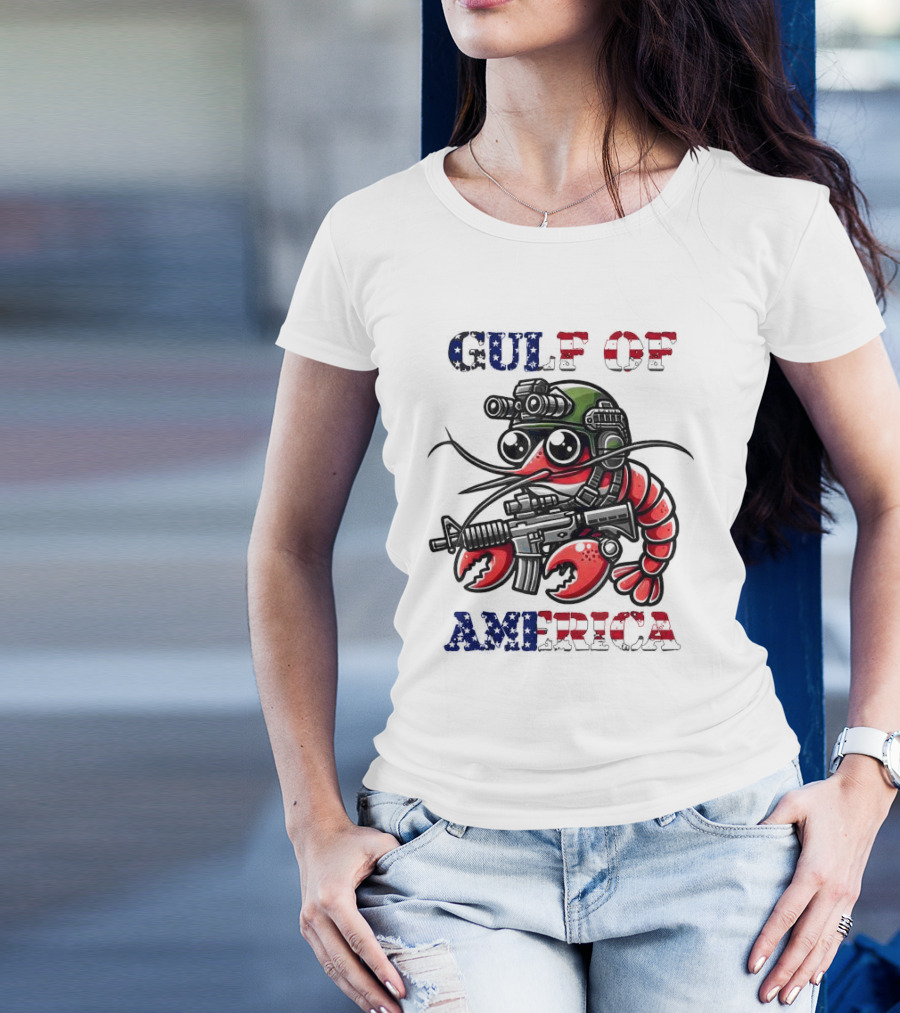Gulf Of America Tactical Shrimp Patriotic Military Camouflage T-Shirt