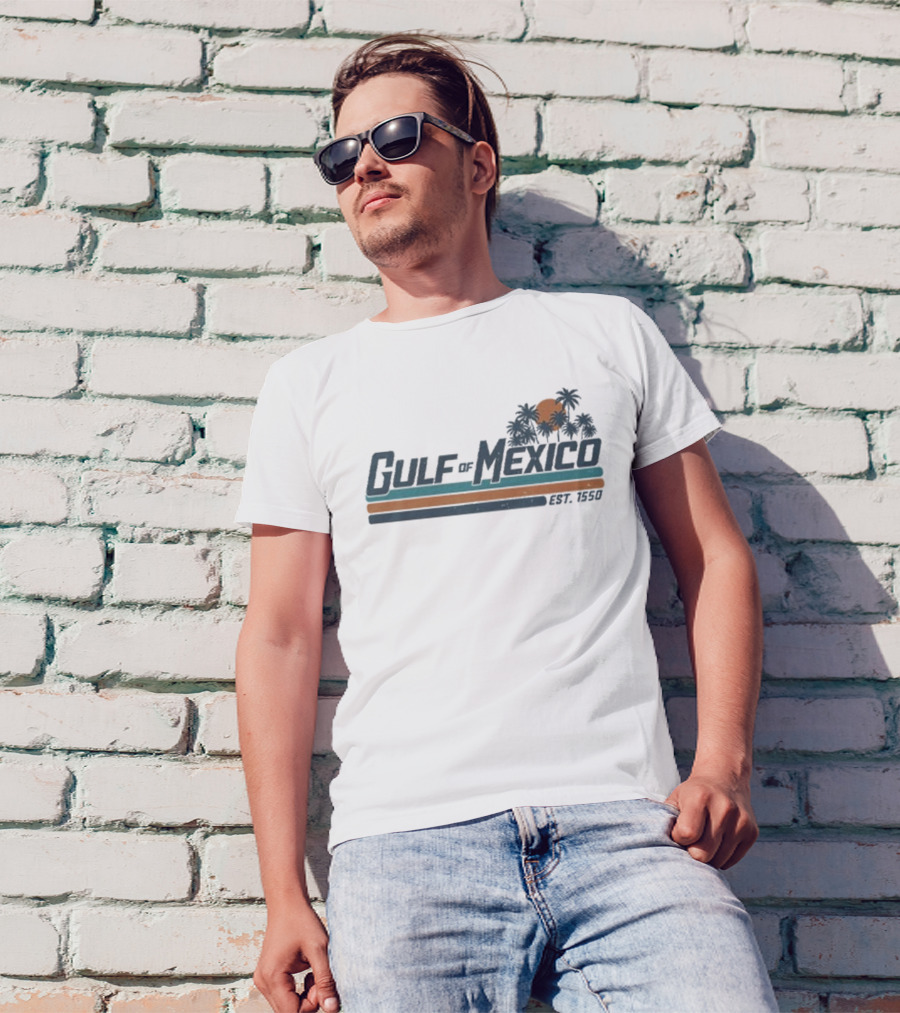 Gulf Of Mexico Est 1550 Palm Trees Retro Sunset Vintage Style T-Shirt