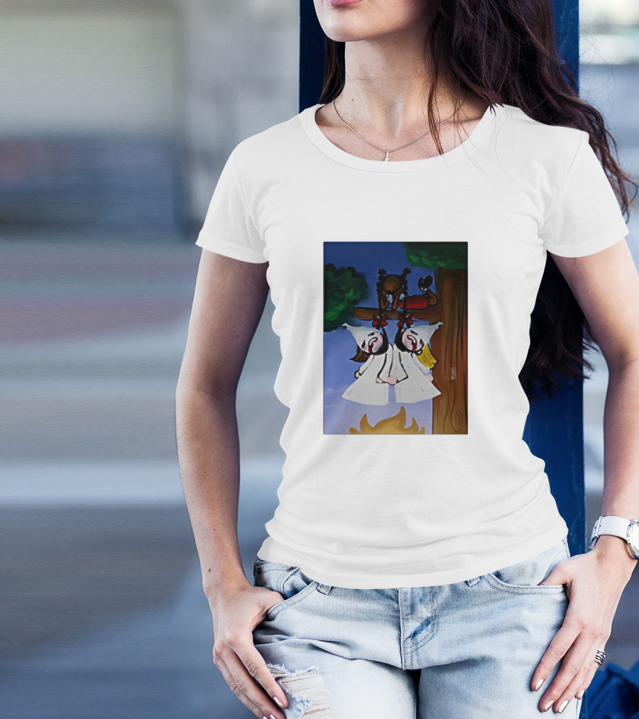 "Hang Your Robes Classic Cartoon Tree Scene With Robes" T-Shirt