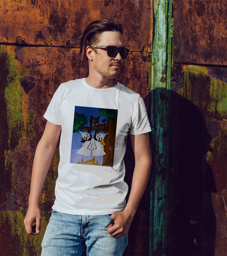 "Hang Your Robes Classic Cartoon Tree Scene With Robes" T-Shirt