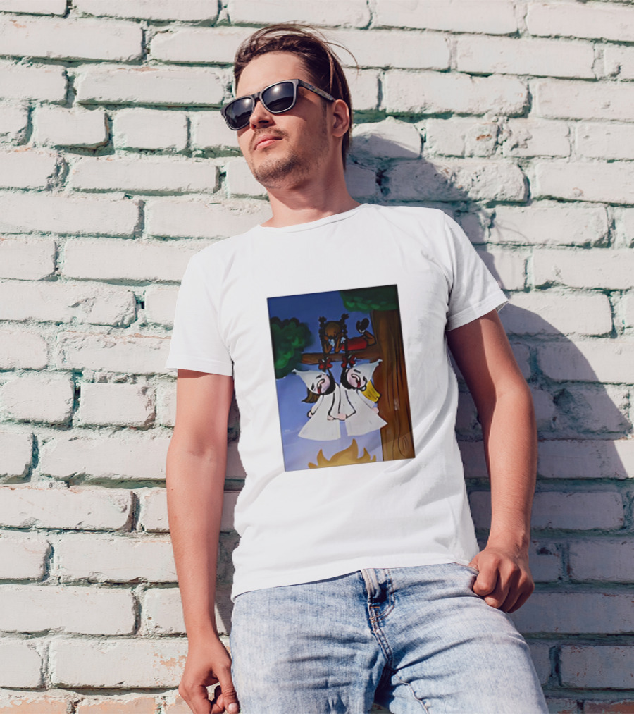"Hang Your Robes Classic Cartoon Tree Scene With Robes" T-Shirt