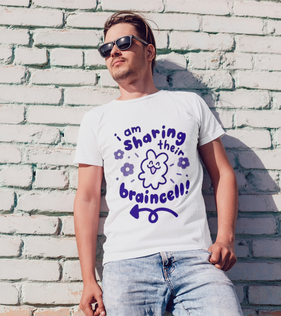 I Am Sharing Their Braincell Cute Flower Character Playful Arrow T-Shirt