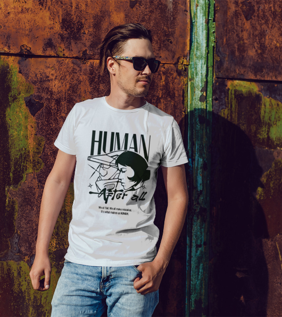 "Human After All Skeleton Outline Illustration" T-Shirt