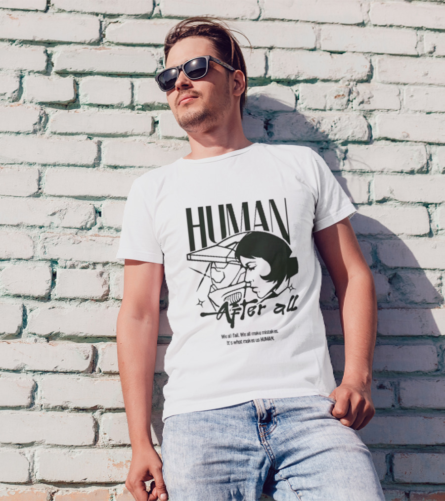 "Human After All Skeleton Outline Illustration" T-Shirt