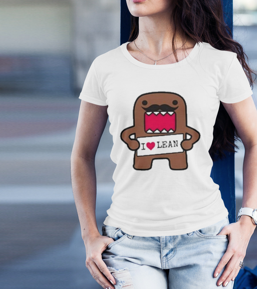 I Love Lean Domo Heart Mustache Cartoon Character T-Shirt