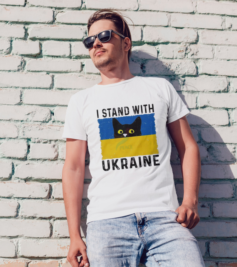 I Stand With Ukraine Cat Peace Symbol T-Shirt